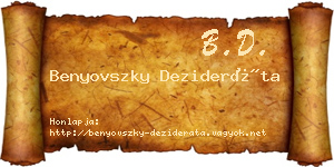 Benyovszky Dezideráta névjegykártya